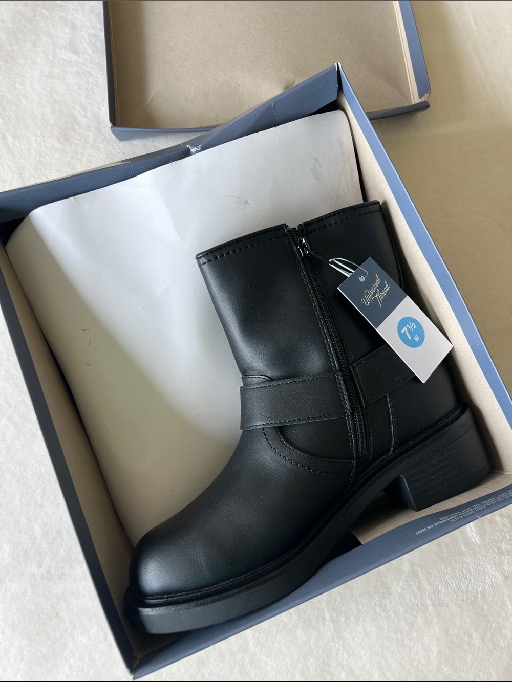 Universal Thread Black Leather Harness Ankle Boots with Silver Hardware - Picture 8 of 8